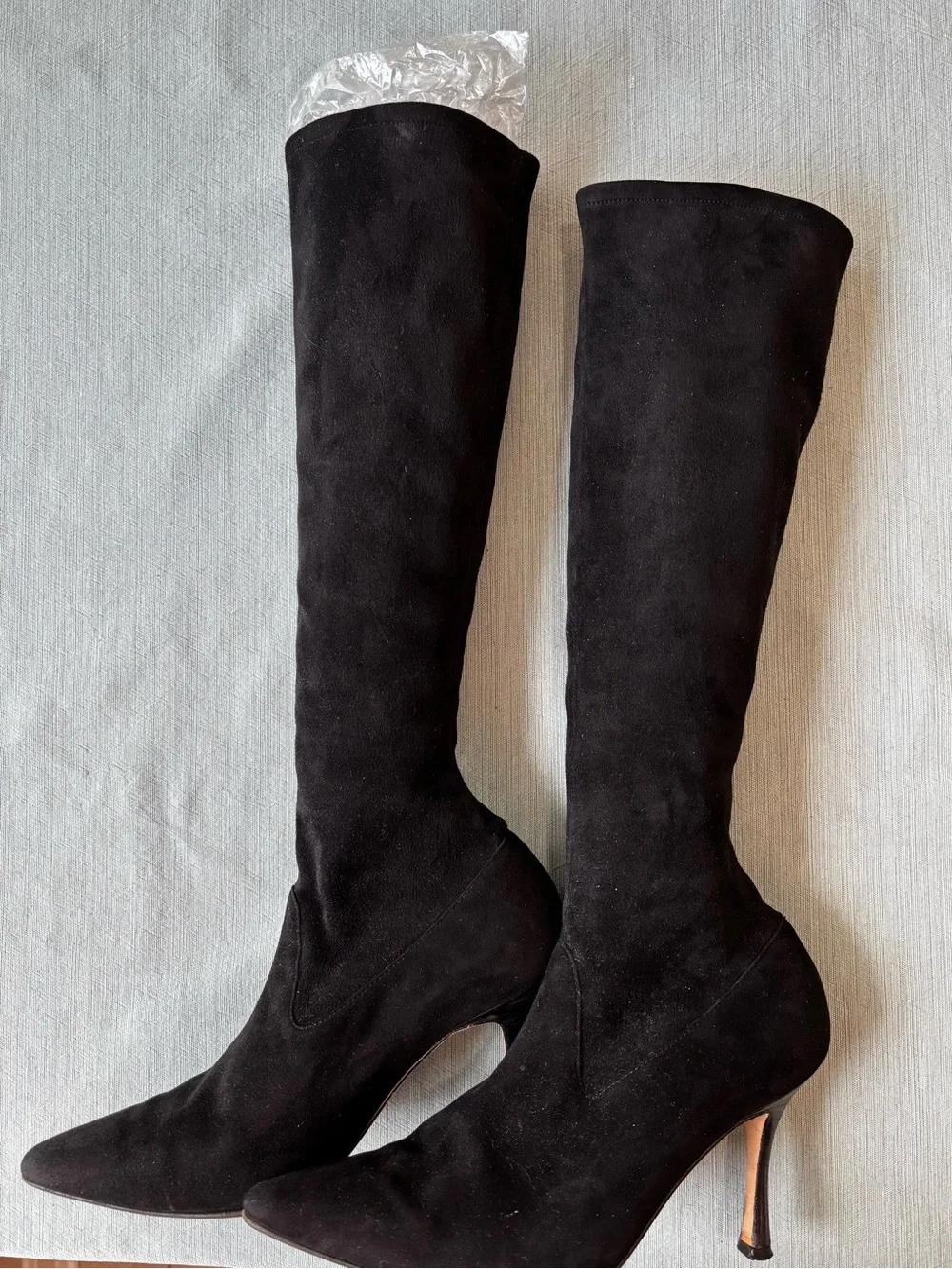 Manolo Blahnik Black Stretch-Suede Over-the-Knee Stiletto Boots Pamfilo 90